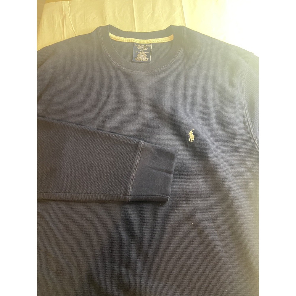 Men's Polo Ralph Lauren Navy Sleepwear Waffle Style Long Sleeve Shirt- Size L
